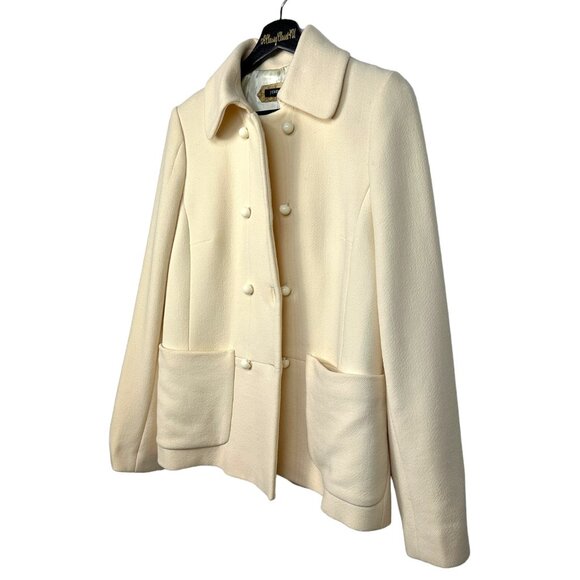J.Crew Wool-Blend Ivory Double-Breasted Peacoat With Front Pockets - Picture 4 of 8